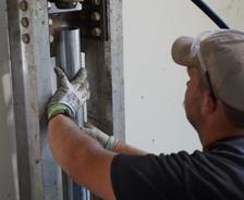 crew member installing push piers