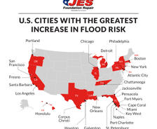 Flood risk cities in the U.S map