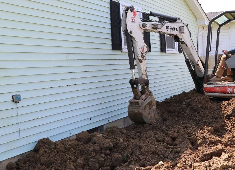 dirt excavation and lawn grading