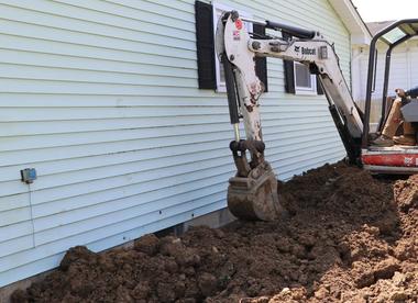 dirt excavation and lawn grading