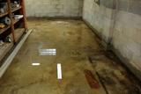 Standing water flooded in the basement.