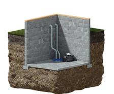Sump pump and back up batter 3D illustration.