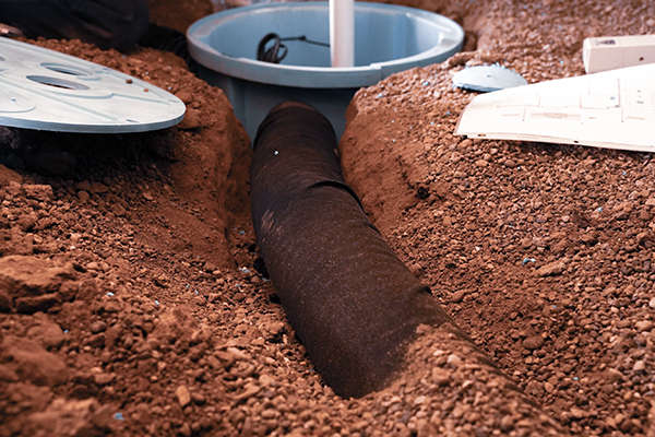 crawl space sump pump and drainage pipe installation process
