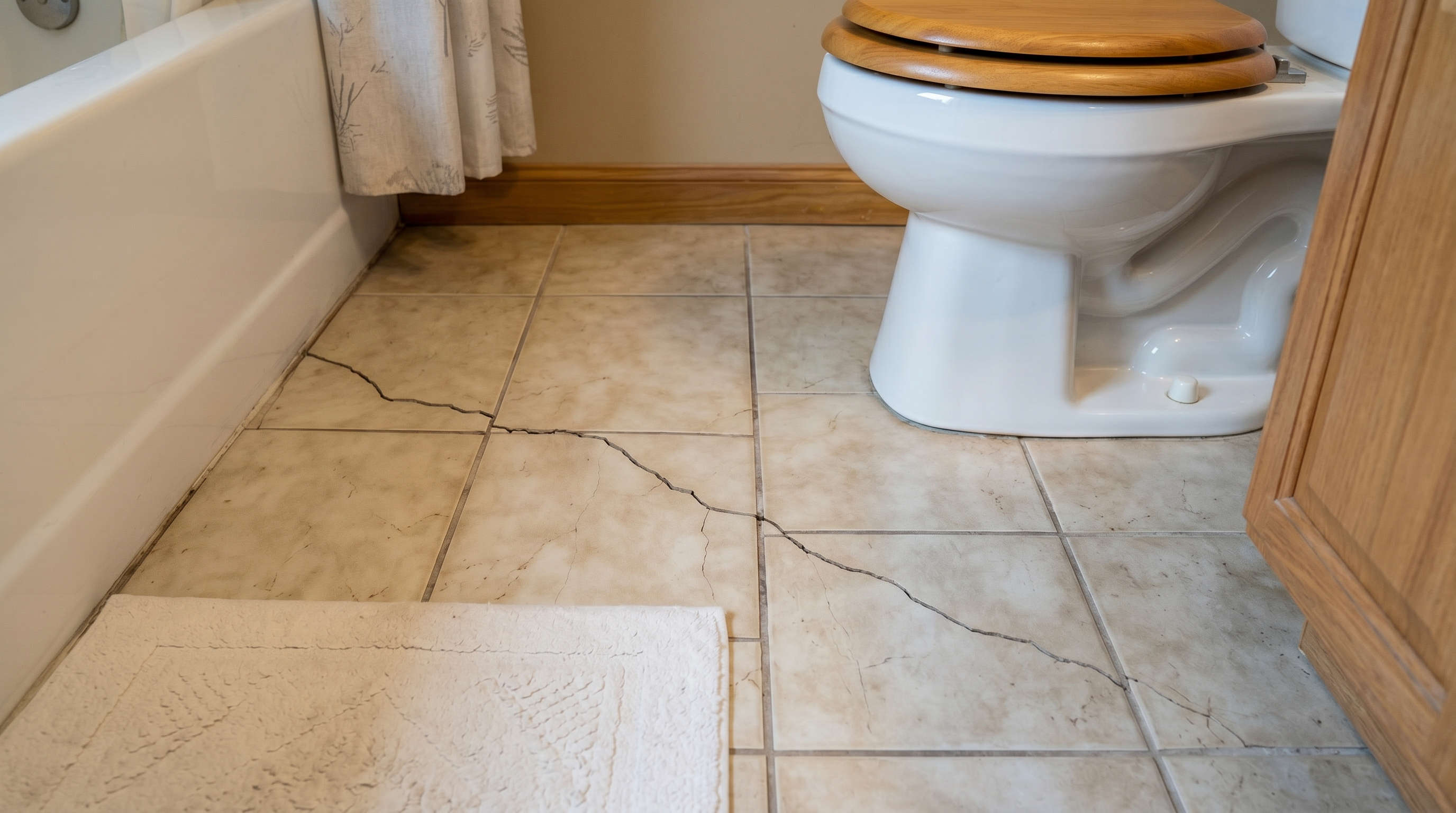 bathroom floor tile crack