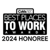 CoVaBiz Best Places to Work Awards 2024 Honoree logo in bold black and white text.