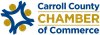 Logo of Carroll County Chamber of Commerce with blue and gold design elements.