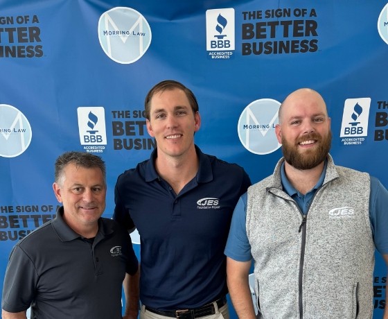 Three JES Foundation Repair team members at 2025 BBB Economic Forum