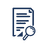 Icon of a document with lines of text and a magnifying glass positioned over it.