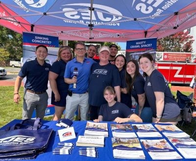 JES Foundation Repair team with Fox 5 News anchor at Zip Trip Segment