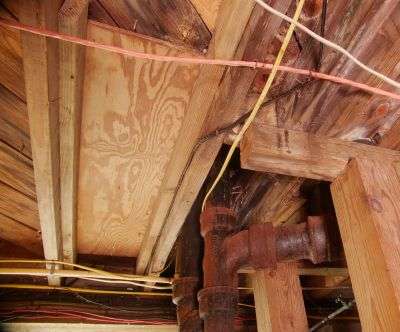 visible crawl space damage and sistering joists