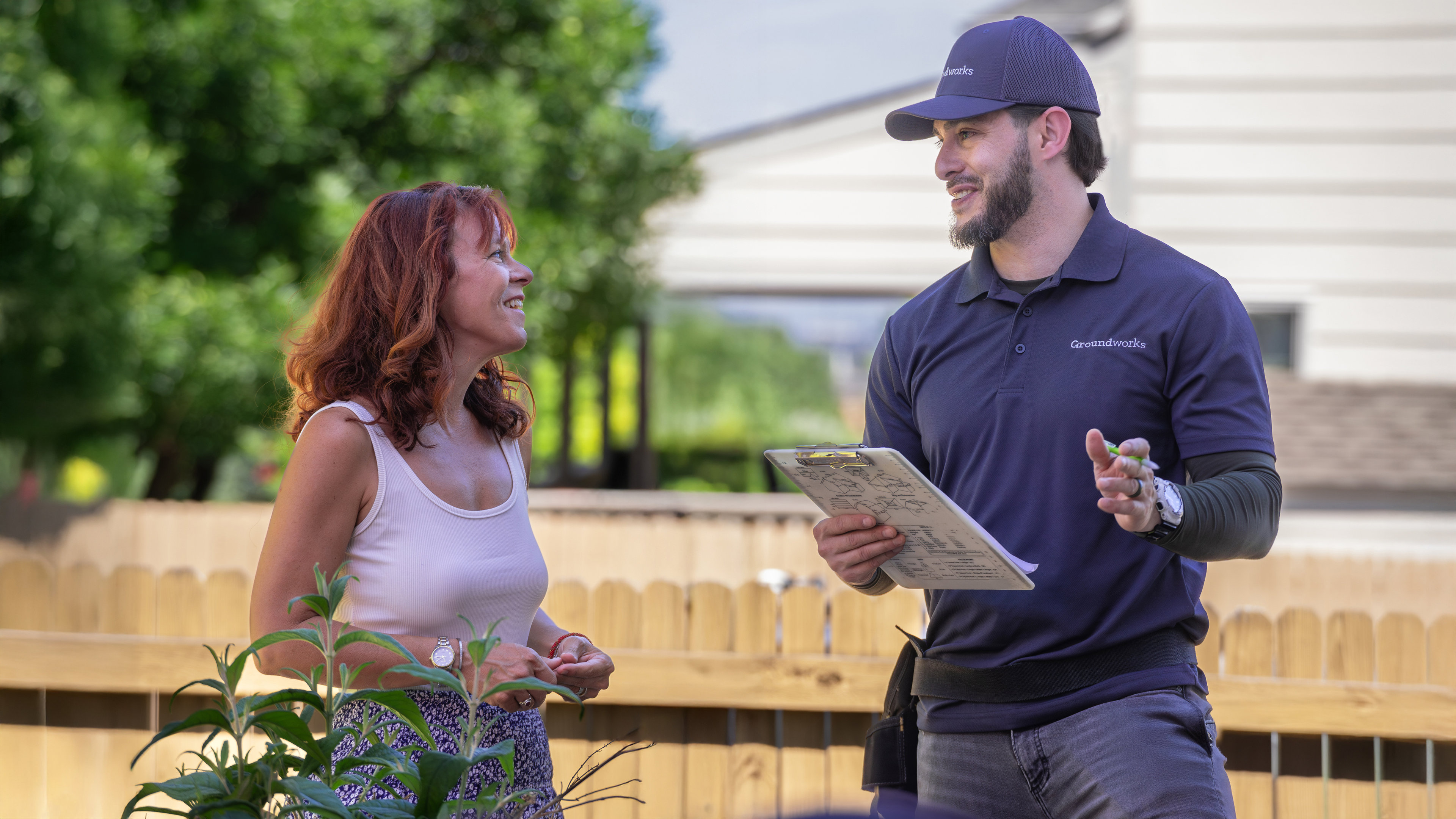 inspector talking to a homeowner