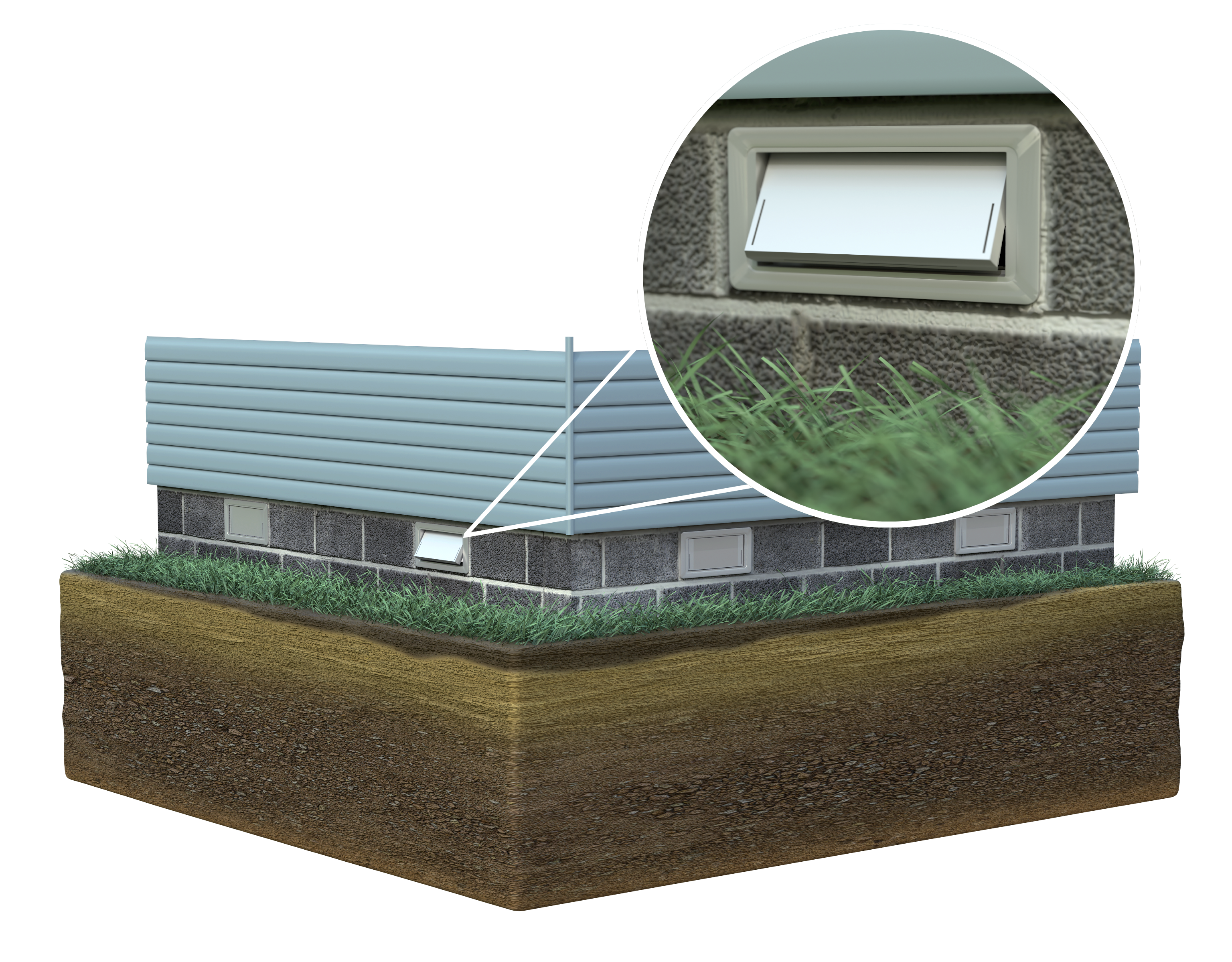 CGI image of crawl space smart vent