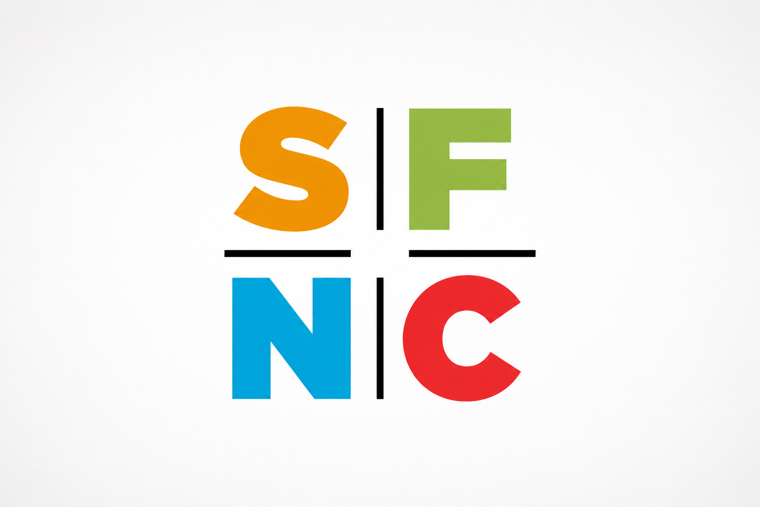 SFNC logo featuring bright orange green blue and red letters