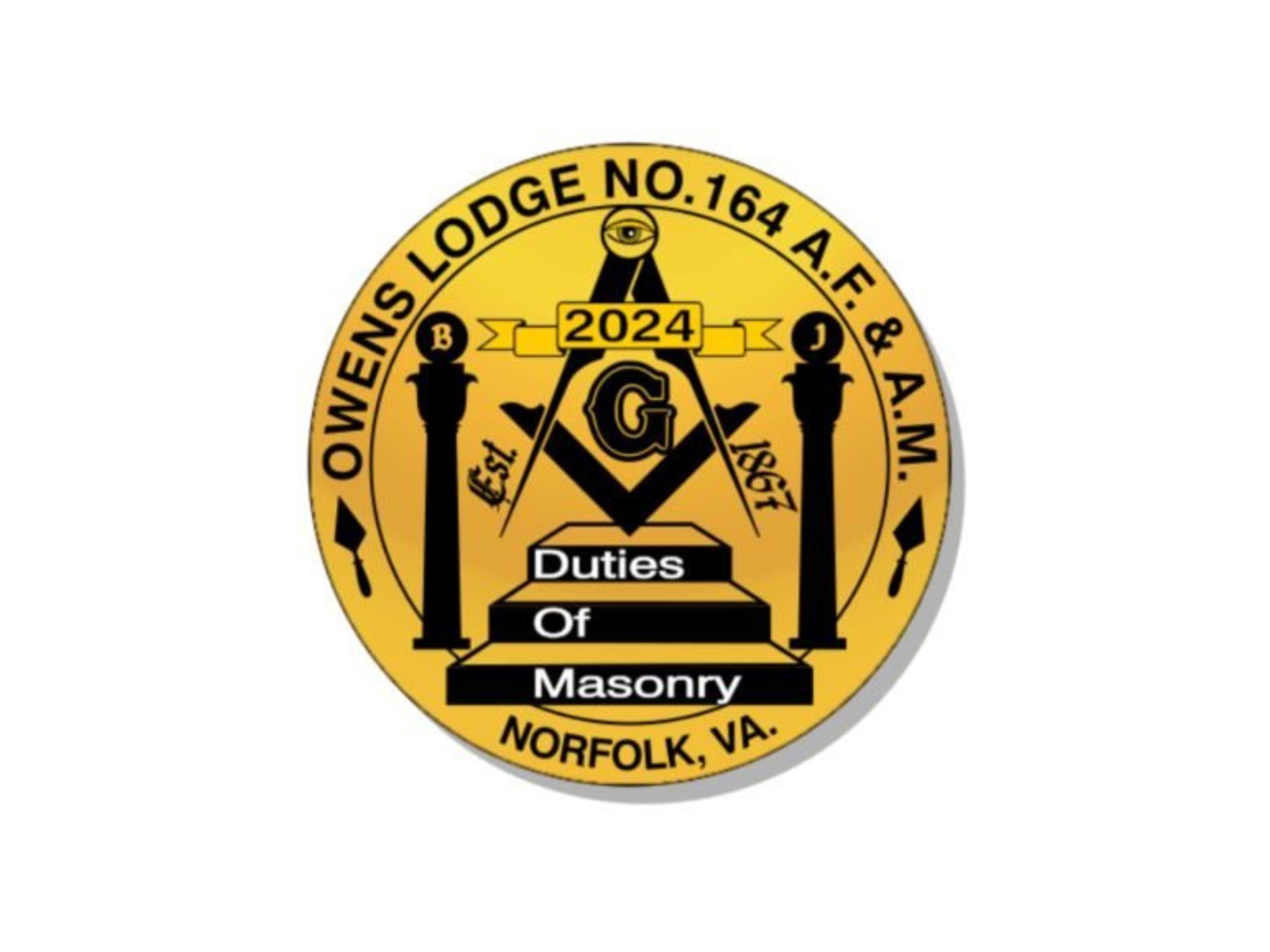 Circular emblem of Owens Lodge No. 164