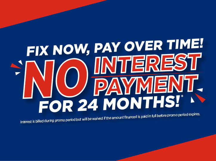 no interest payment for 24 months financing banner