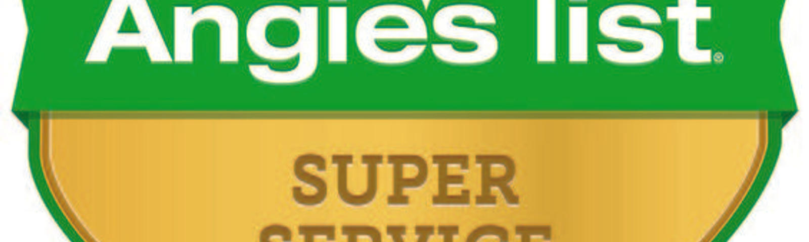 Gold Angie’s List 2015 Super Service Award badge with a green banner.