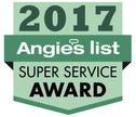 2017 Angie's List Super Service Award badge in green and white.