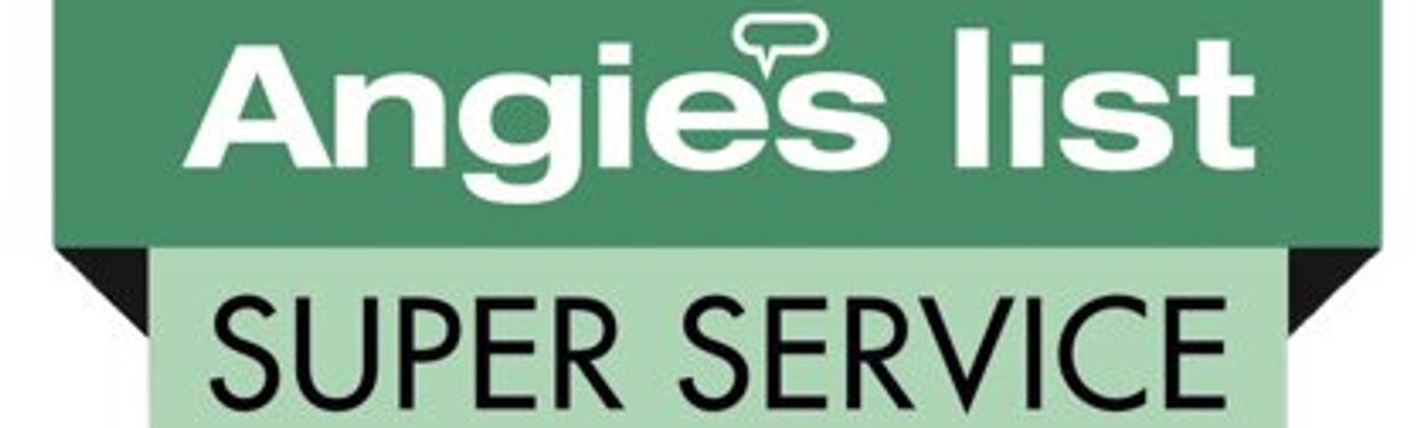 2017 Angie's List Super Service Award badge in green and white.