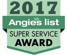2017 Angie's List Super Service Award logo in green and black text.