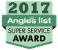 2017 Angie's List Super Service Award logo in green and black text.