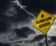 Hurricane Season sign against a stormy background.