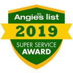 Green and yellow badge reads "Angie's List 2019 Super Service Award.