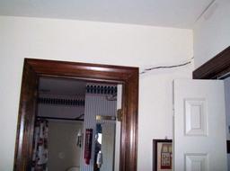 Diagonal drywall crack.