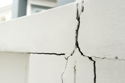 Cracked concrete wall