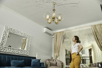 Cracked and damaged ceiling