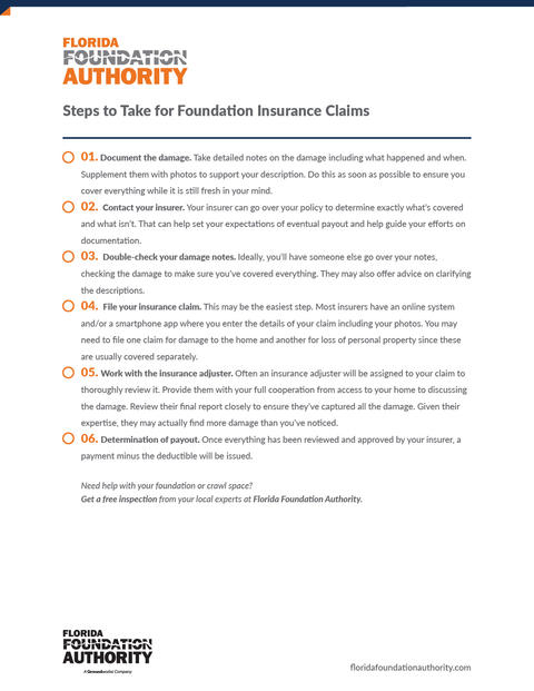 Steps to take for foundation insurance claims