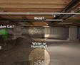 Basement with potential issues: mold, radon gas, and water or humidity highlighted.
