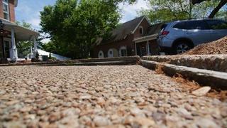 Concrete driveway before leveling and lifting
