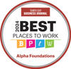 Tampa Bay Business Journal 2024 Best Places to Work badge for Alpha Foundations.