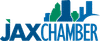 JAX Chamber logo with blue and green city skyline elements.