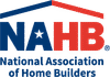 A geometric abstract design featuring overlapping blue and red rectangles with a black horizontal stripe.