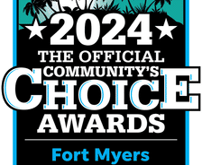 2024 Community's Choice Awards winner badge for Fort Myers with palm trees and moon graphic.