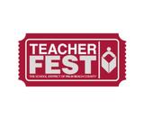 Red ticket logo with "Teacher Fest" and "The School District of Palm Beach County" in white text.