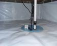 Encapsulated crawl space with sump pump