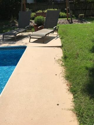 Pool deck before concrete leveling and lifting