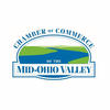 Logo of the Chamber of Commerce of the Mid-Ohio Valley with a river and hills.
