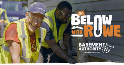 Go Below with Rowe Banner Image with Basement Authority of West Virginia branding