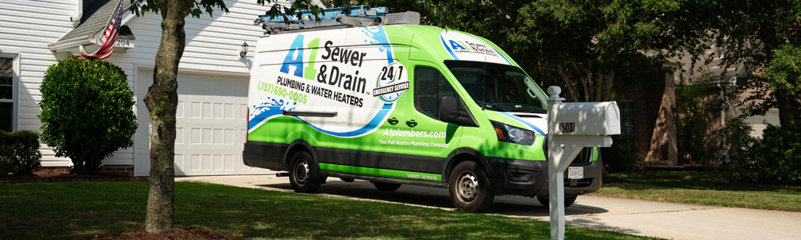 A1 van in driveway of customer's home.
