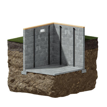 3D cutout of carbon fiber straps in basement