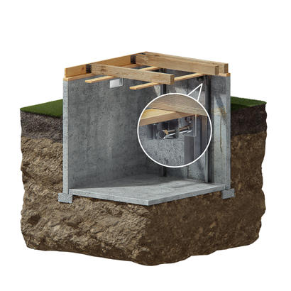 3D cutout of wall braces in basement