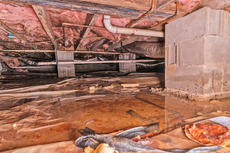 Drainage issues in crawl space of the home, leaves standing water in crawl space