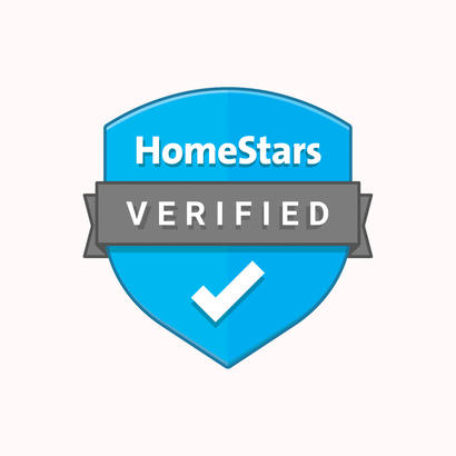 Blue badge with "HomeStars Verified" text and a white checkmark.
