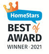HomeStars Best of Award Winner 2021 logo with an orange crown and blue speech bubble design.