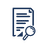 Icon of a document with lines and a magnifying glass, symbolizing review or inspection.