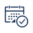 Icon of a calendar with a checkmark, indicating an event is planned or scheduled.