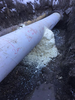 Pipeline pillow around concrete piping